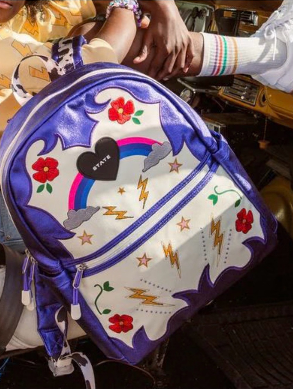 NWT STATE Purple Metallic Kane Kids Travel Cowgirl